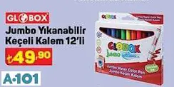 GLOBOX JUMBO YIKANABİLİR KEÇELİ KALEM 12'Lİ GLOBOX JUMBO YIKANABİLİR KEÇELİ KALEM 12'Lİ